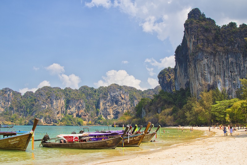 Railay Beach is perfect for those seeking a scenic and serene refuge. Photo is from the Tourism Authority of Thailand.